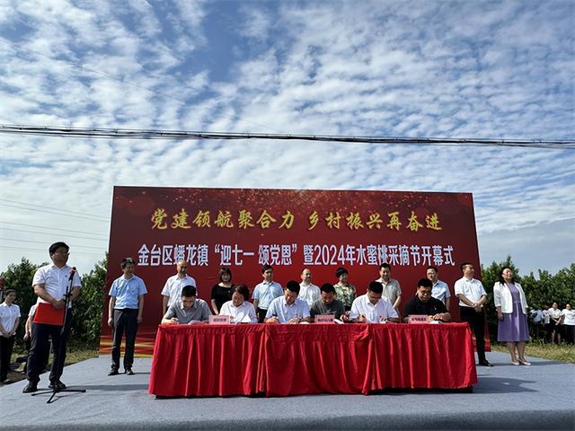 宝鸡市金台区蟠龙镇举行“庆七一颂党恩”暨2024年水蜜桃采摘节开幕式(图2)